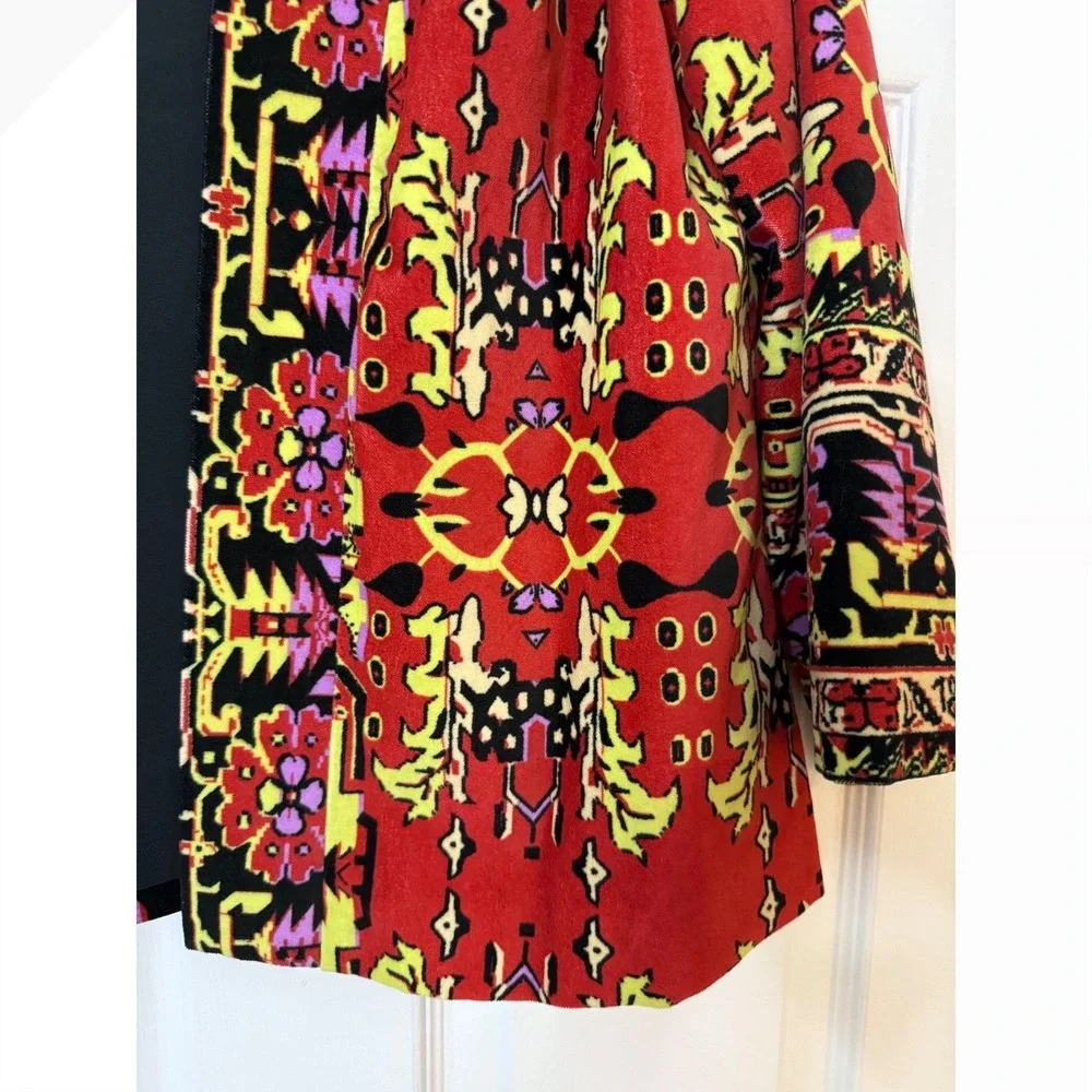 Soft Surroundings‎ Red Floral Vera Velvet Kimono Style Jacket XS